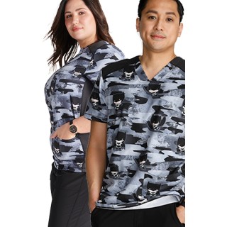 TF759 Tooniforms Unisex Print Top with Mesh Panels by Cherokee Uniforms - Cute is the Night