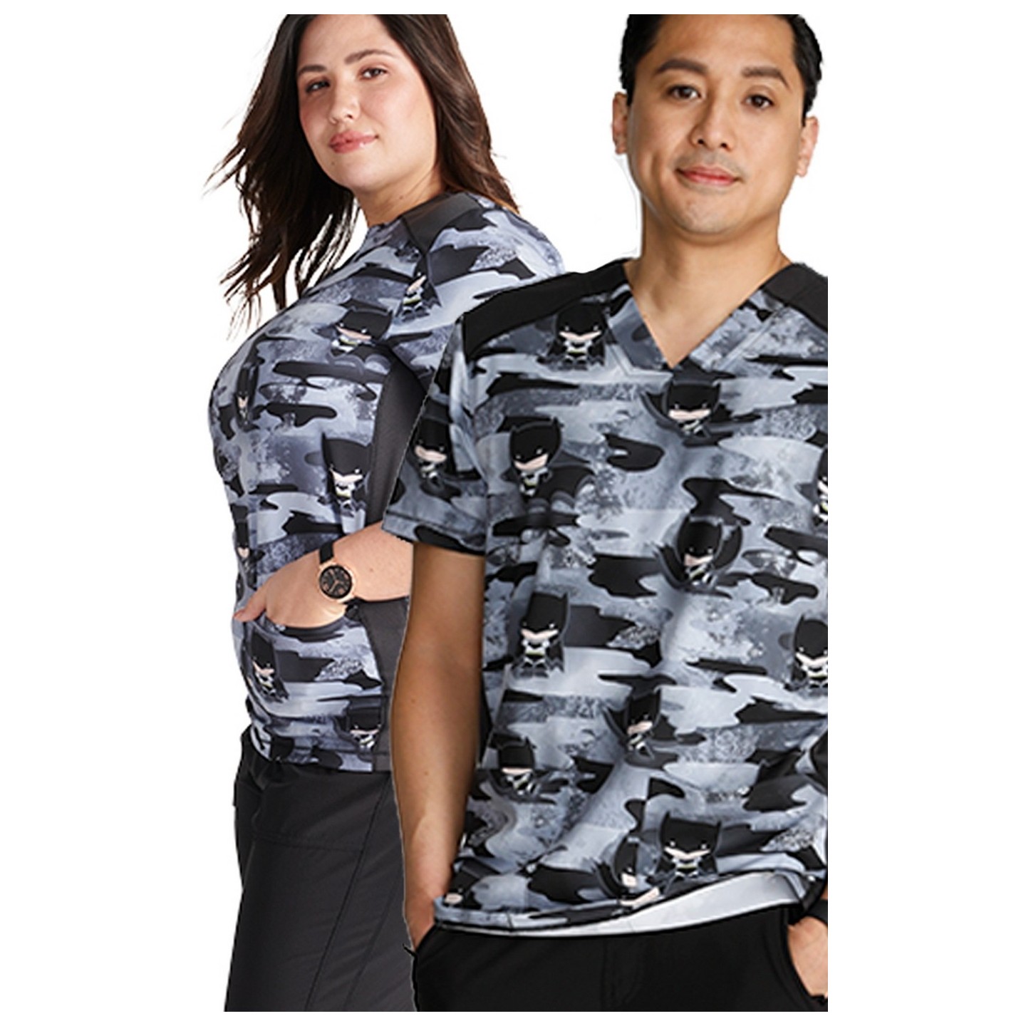 TF759 Tooniforms Unisex Print Top with Mesh Panels by Cherokee Uniforms - Cute is the Night