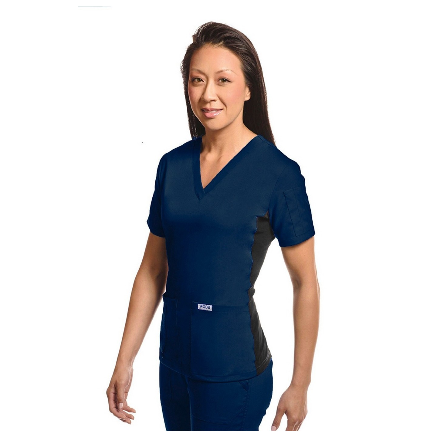 T3020 Le haut Pearl par Mobb mantalité élastique avec flex est un tissu 65% poly/32% rayonne/3% spandex