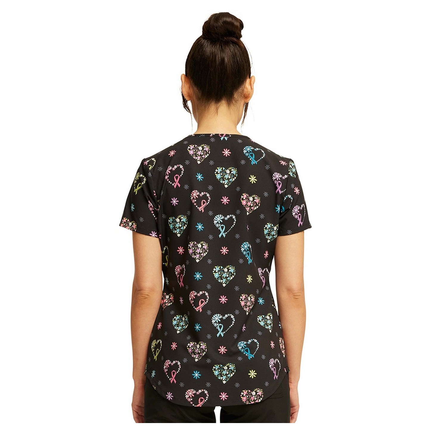 CK637 Cherokee V-Neck 2 Pocket Print Top - Care Flor-All