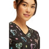 CK637 Cherokee Haut Imprimer à Col en V avec 2 Poches - Care Flor-All