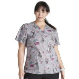 TF738 Tooniforms V-Neck 2 Pocket Print Top by Cherokee Uniforms - A Thing or Two 
