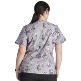 TF738 Tooniforms V-Neck 2 Pocket Print Top by Cherokee Uniforms - A Thing or Two 