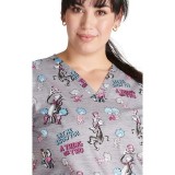 TF738 Tooniforms V-Neck 2 Pocket Print Top by Cherokee Uniforms - A Thing or Two 