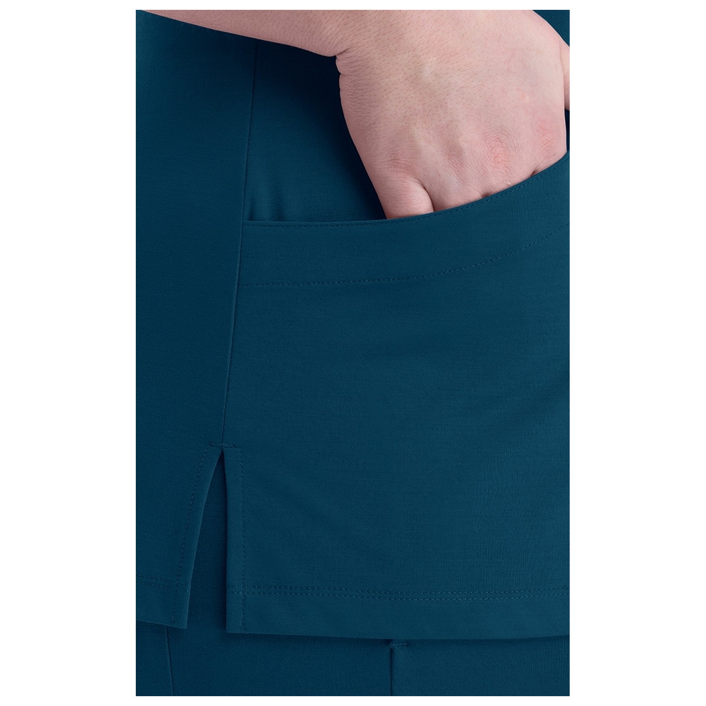 20302 Focus V-Neck Petal Back Hemline Top by Maevn 