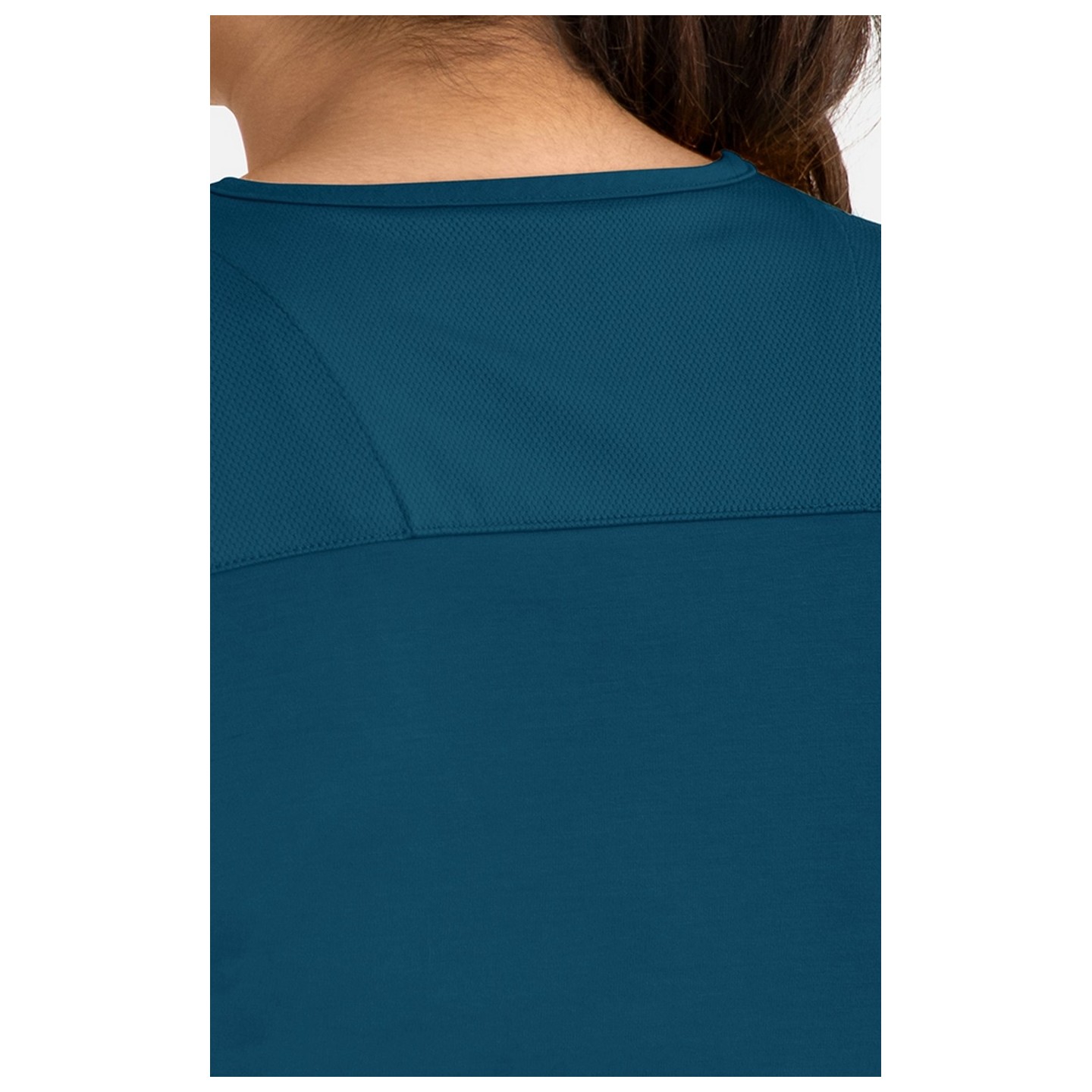 20302 Focus V-Neck Petal Back Hemline Top by Maevn 