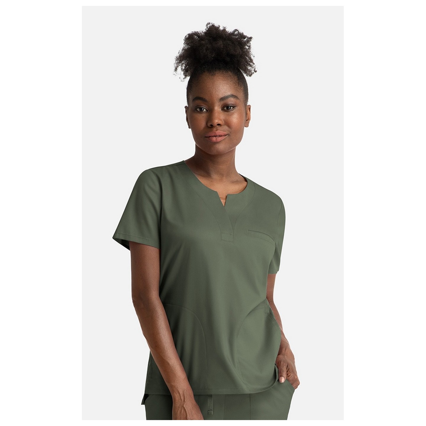 3504 Matrix Women's Notch Crew Neck Top by Maevn