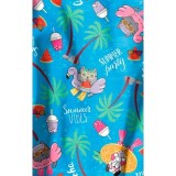 Z12213 Zoe + Chloe Curved V-neck Print Scrub Top - Playcation