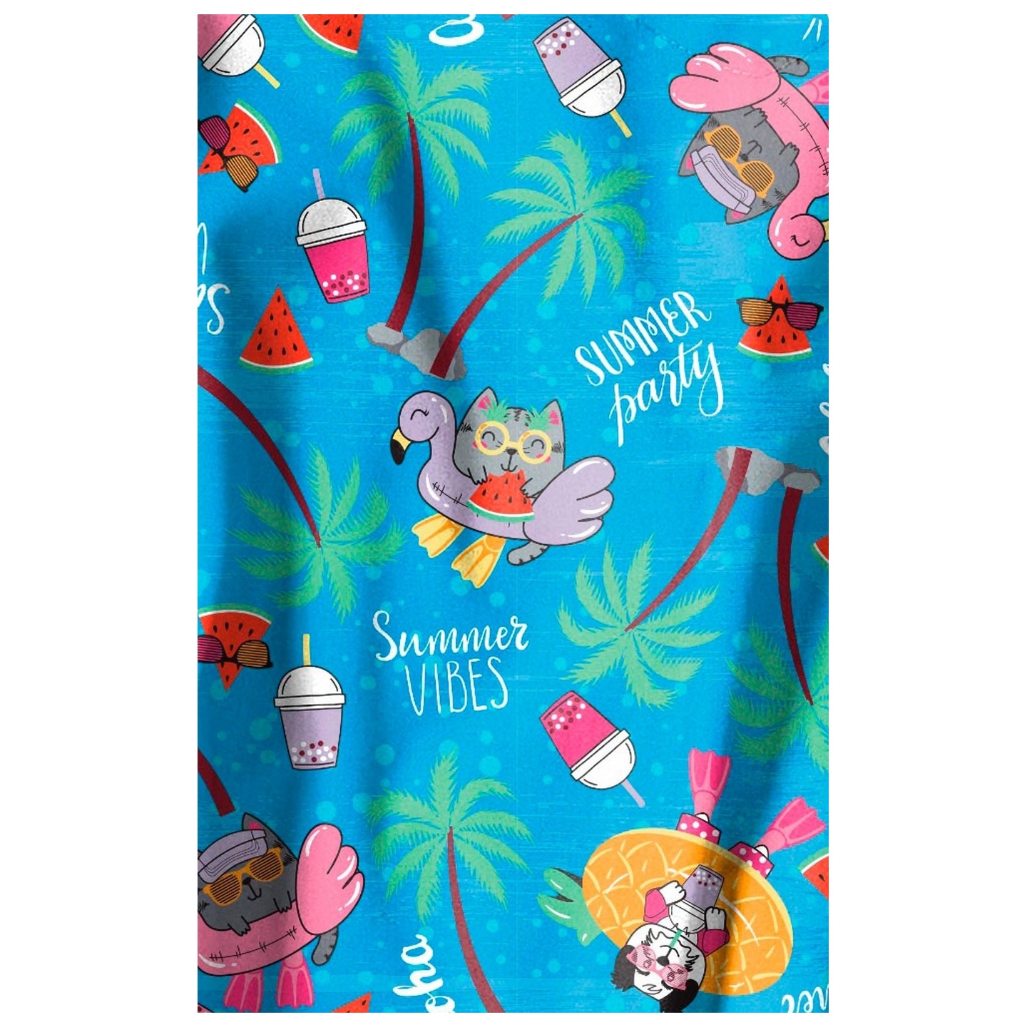 Z12213 Zoe + Chloe Curved V-neck Print Scrub Top - Playcation