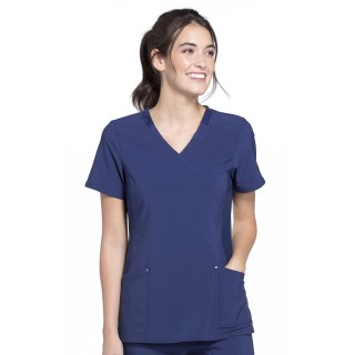 CK680 iFlex Knit Panel Mock Wrap Top by Cherokee