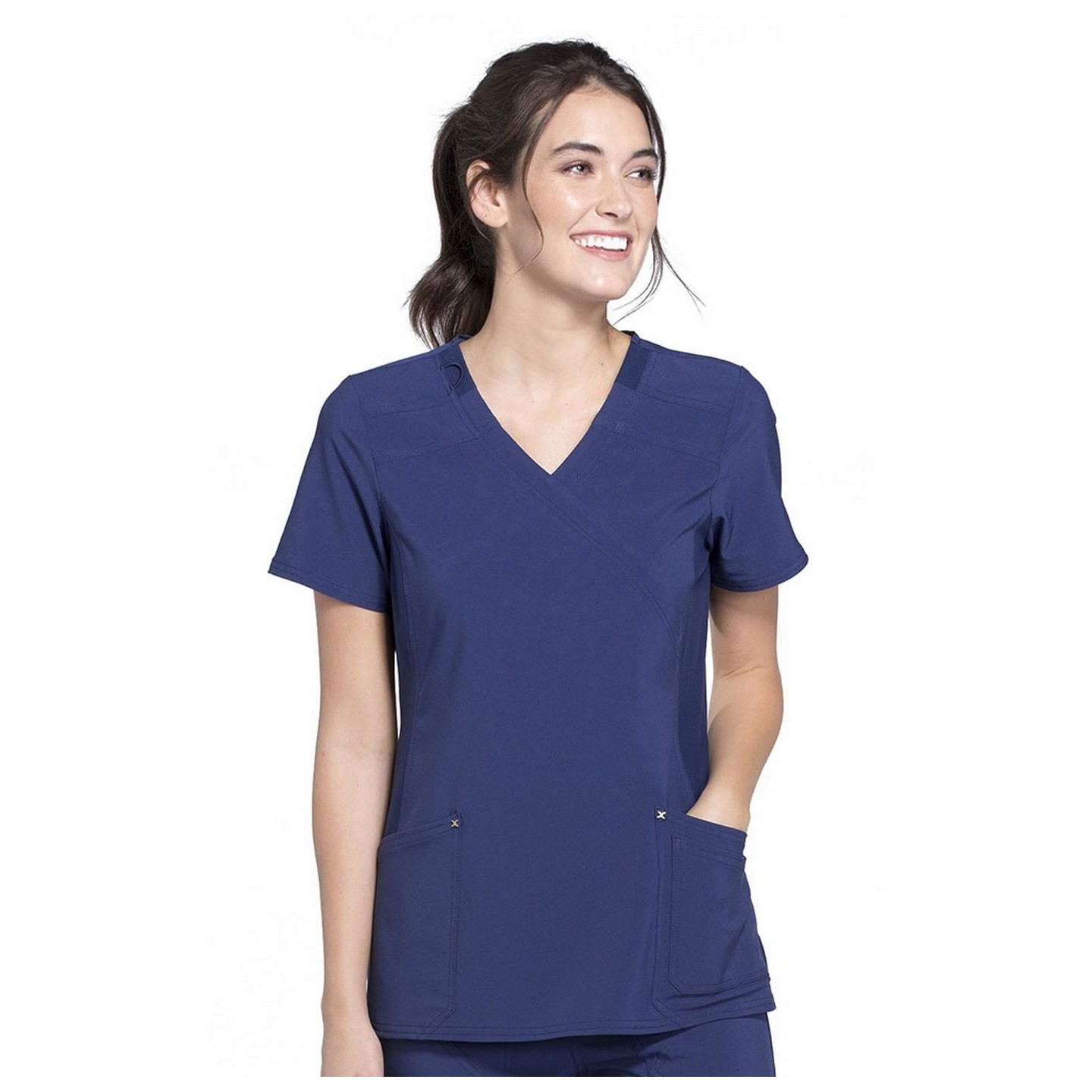 CK680 iFlex Knit Panel Mock Wrap Top by Cherokee