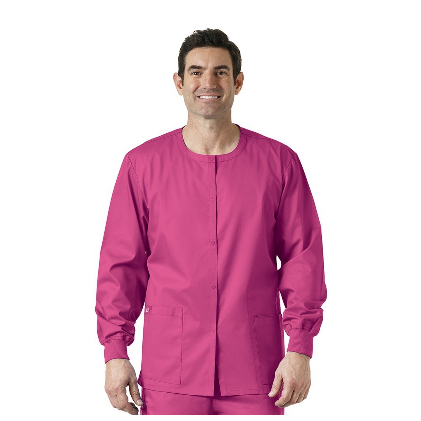 800 WonderWORK Unisex Snap Front Round Collar Jacket