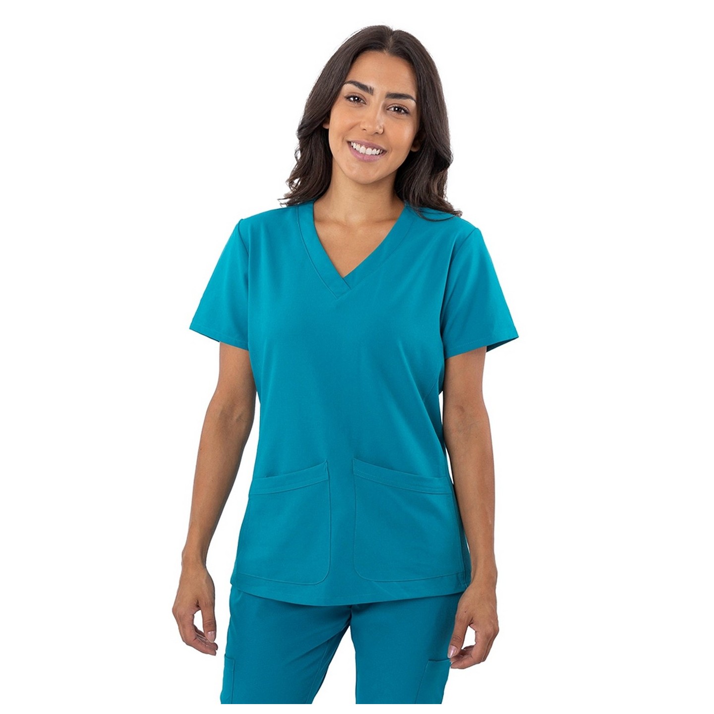 1201 4-Flex 2 Pocket V-Neck Scrub Top by Greentown
