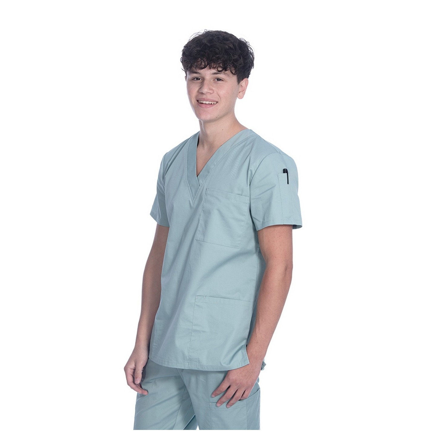 1005 Classix Haut à Col en V Unisexe avec 3 Poches par Greentown