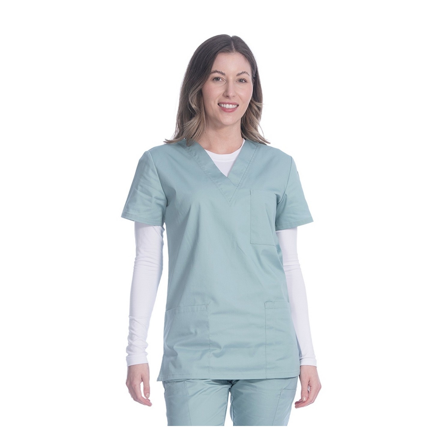 1005 Classix Haut à Col en V Unisexe avec 3 Poches par Greentown