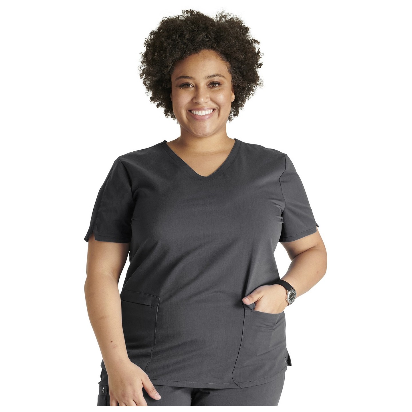 CK837A Atmos Haut Contemporaine à Col en V avec 2 Poches par Cherokee