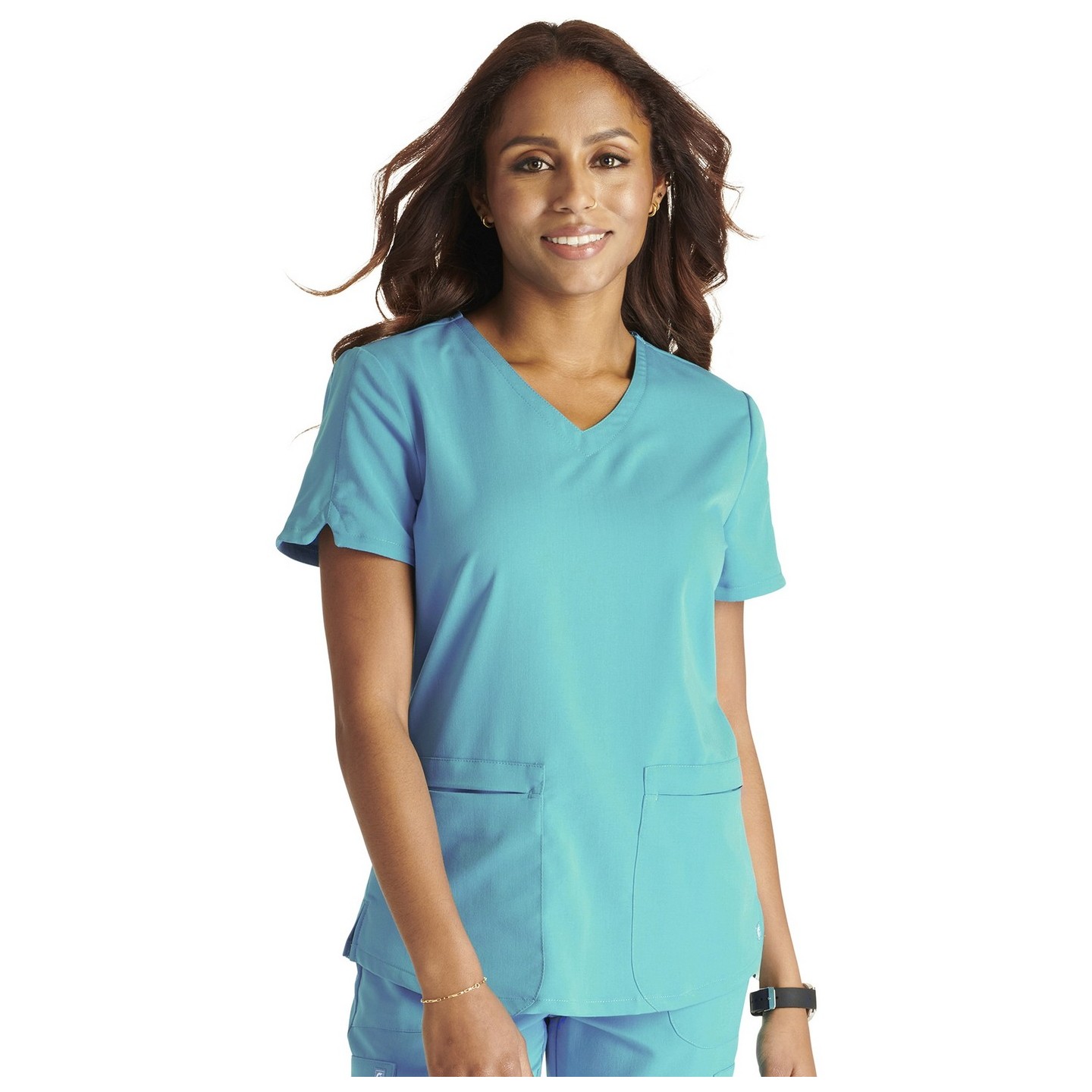 CK837A Atmos Contemporary V-Neck Top with 2 Pockets by Cherokee