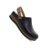 Merrin Black Waxy Milled Strap Back Stapled Mule for Women by Dansko 