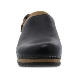 Merrin Black Waxy Milled Strap Back Stapled Mule for Women by Dansko 