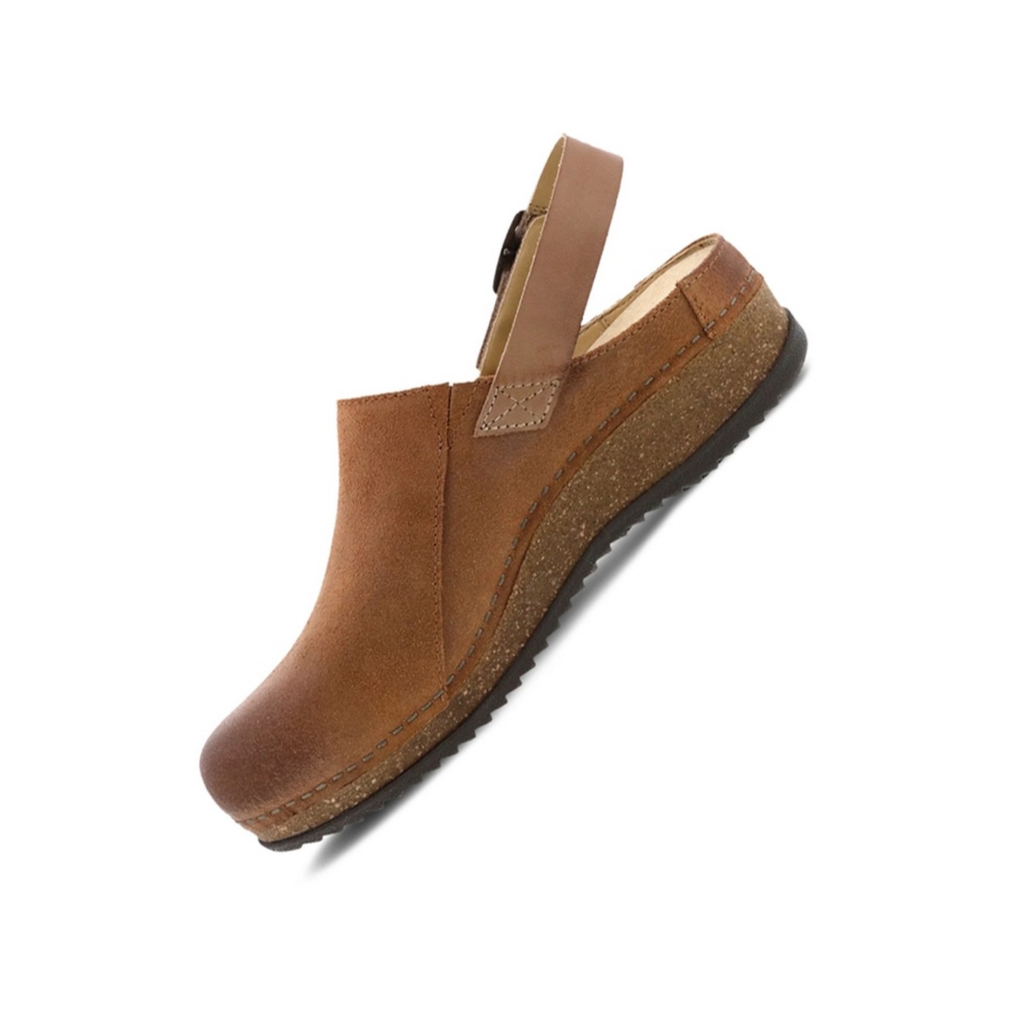 Merrin Tan Burnished Suede Mule Agrafée à Talon Sanglé  pour Femmes par Dansko 
