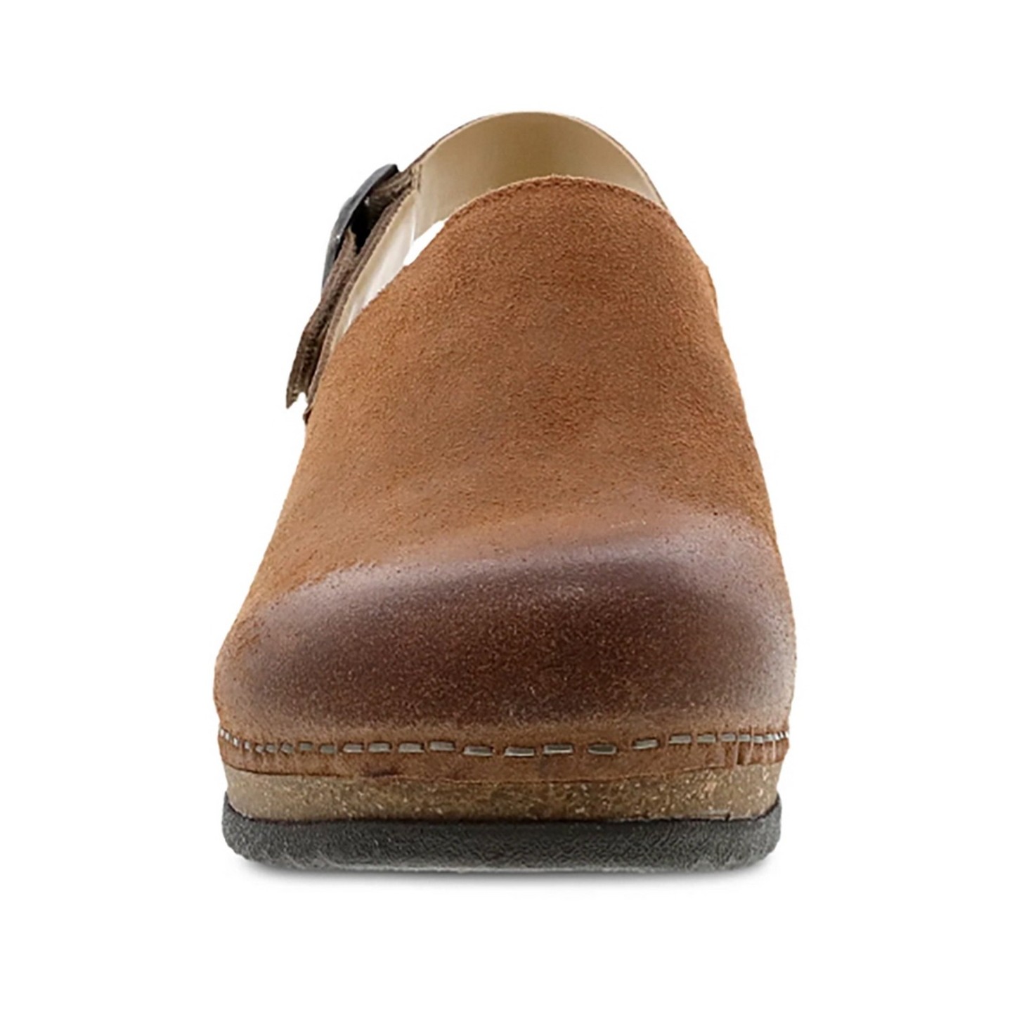 Merrin Tan Burnished Suede Strap Back Stapled Mule for Women by Dansko 