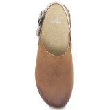 Merrin Tan Burnished Suede Strap Back Stapled Mule for Women by Dansko 