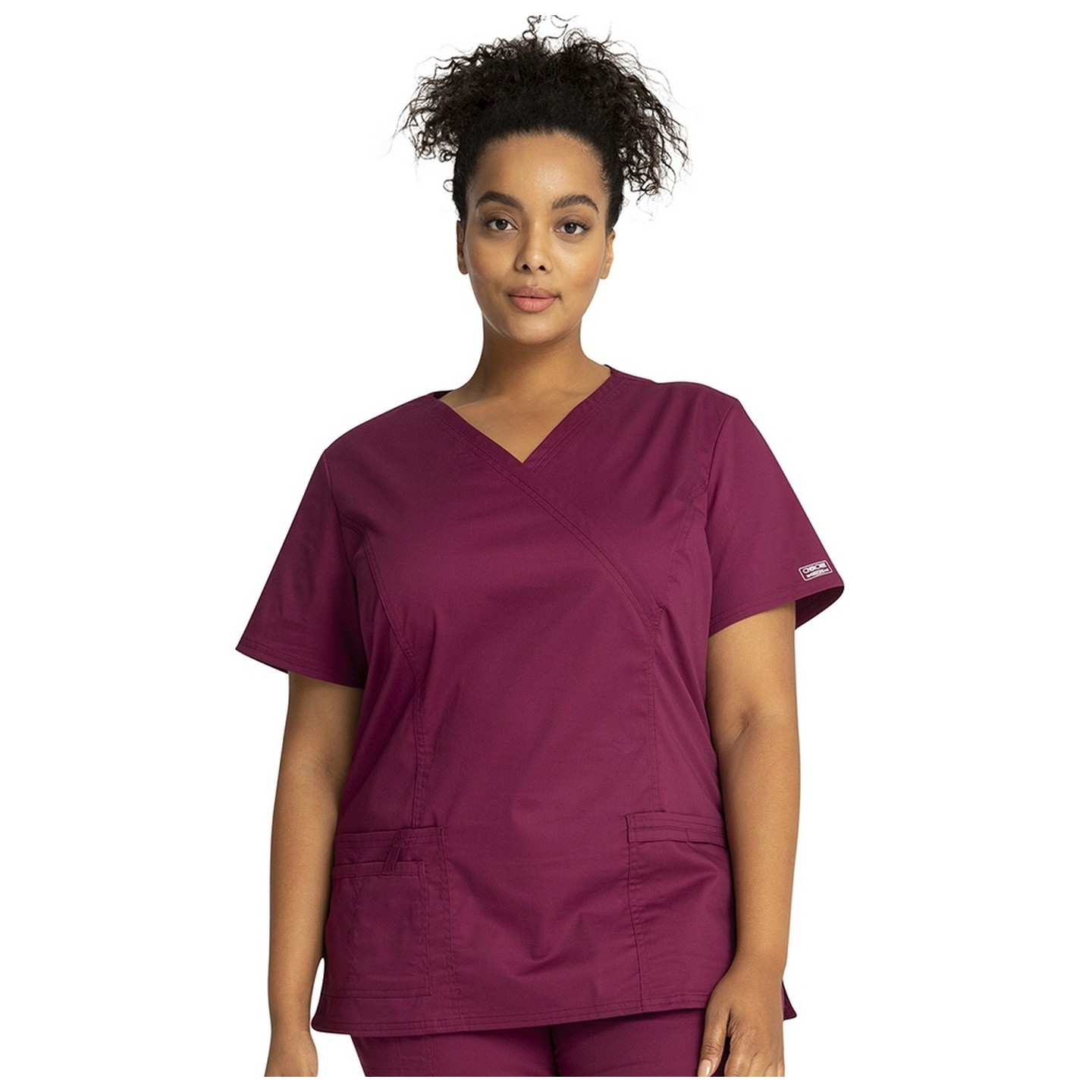 4728 Workwear Core Stretch Mock Wrap Top with 3 Pockets by Cherokee