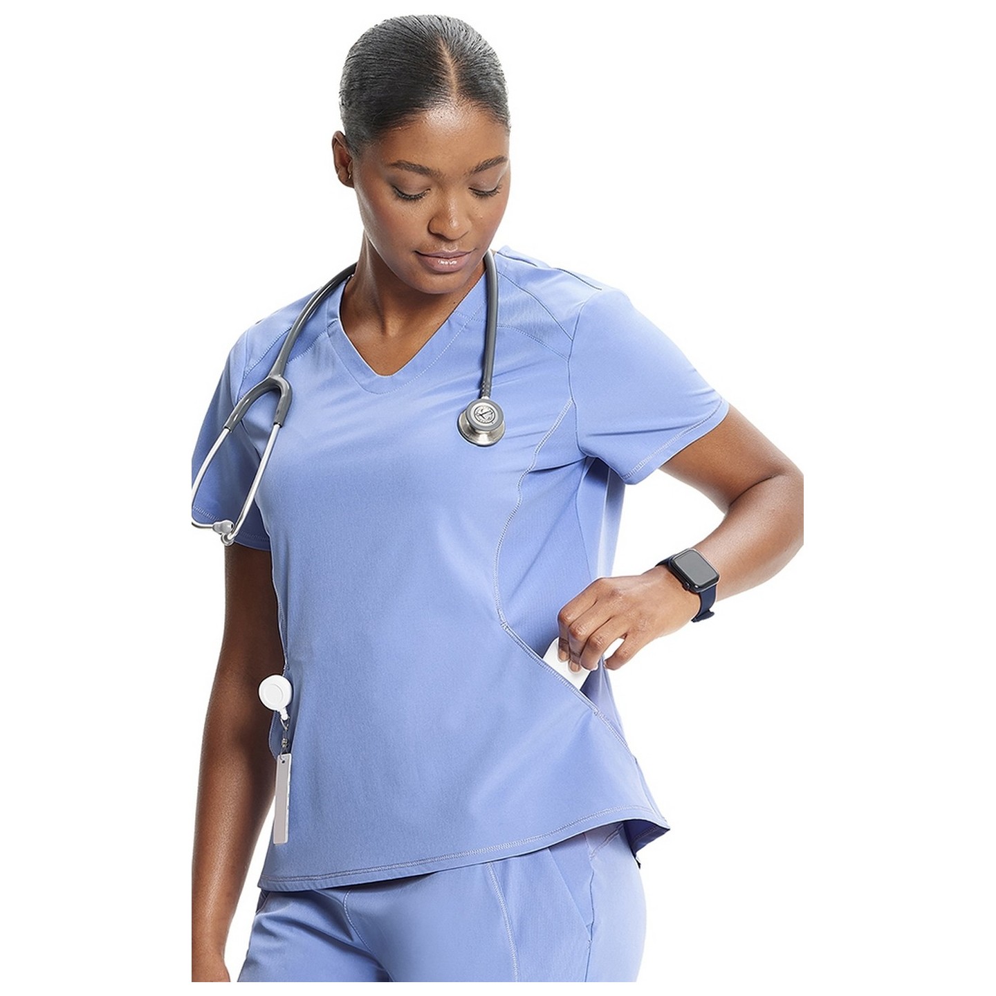 IN620A GNR8 Contemporary V-Neck Top with Kangaroo Pocket by Infinity