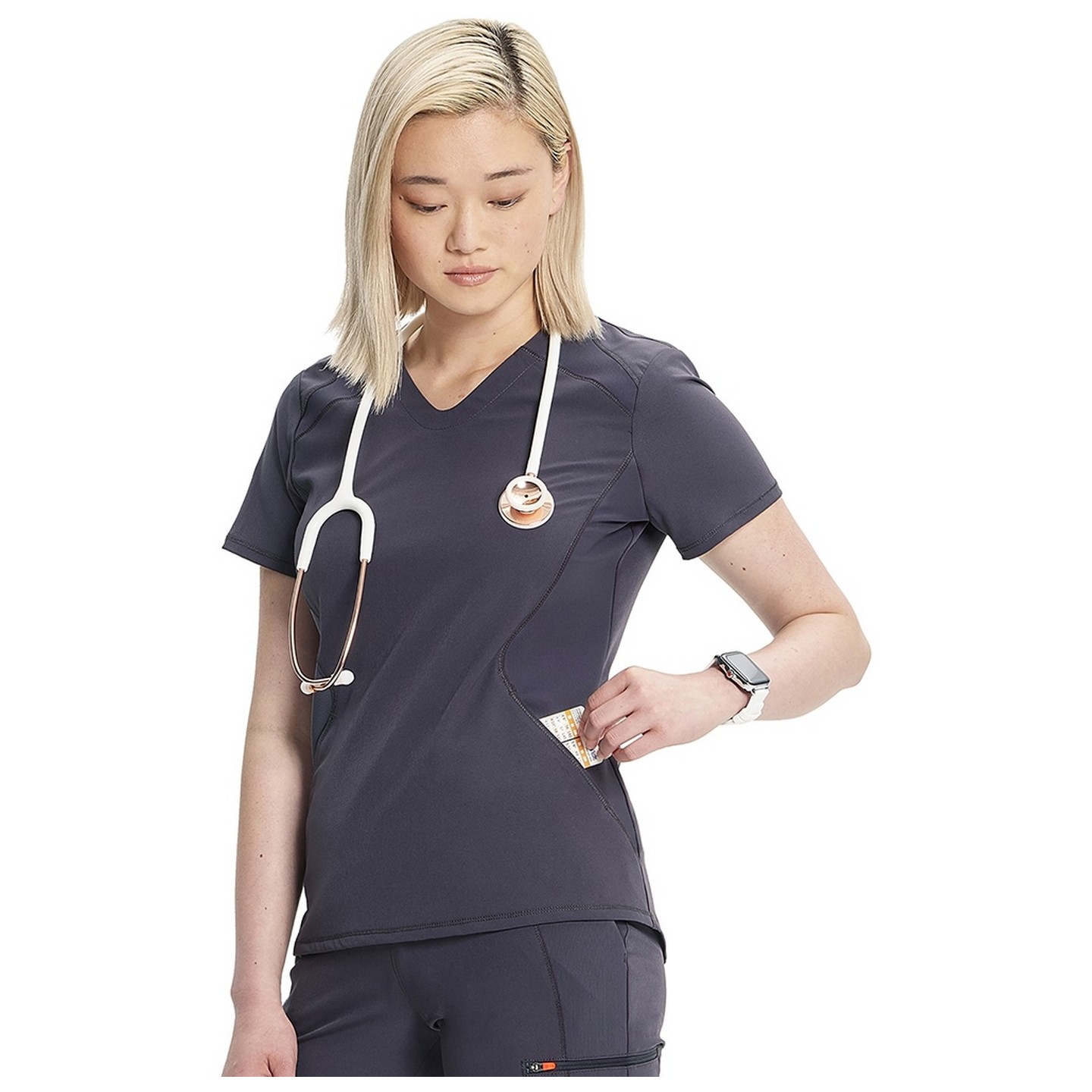 IN620A GNR8 Contemporary V-Neck Top with Kangaroo Pocket by Infinity