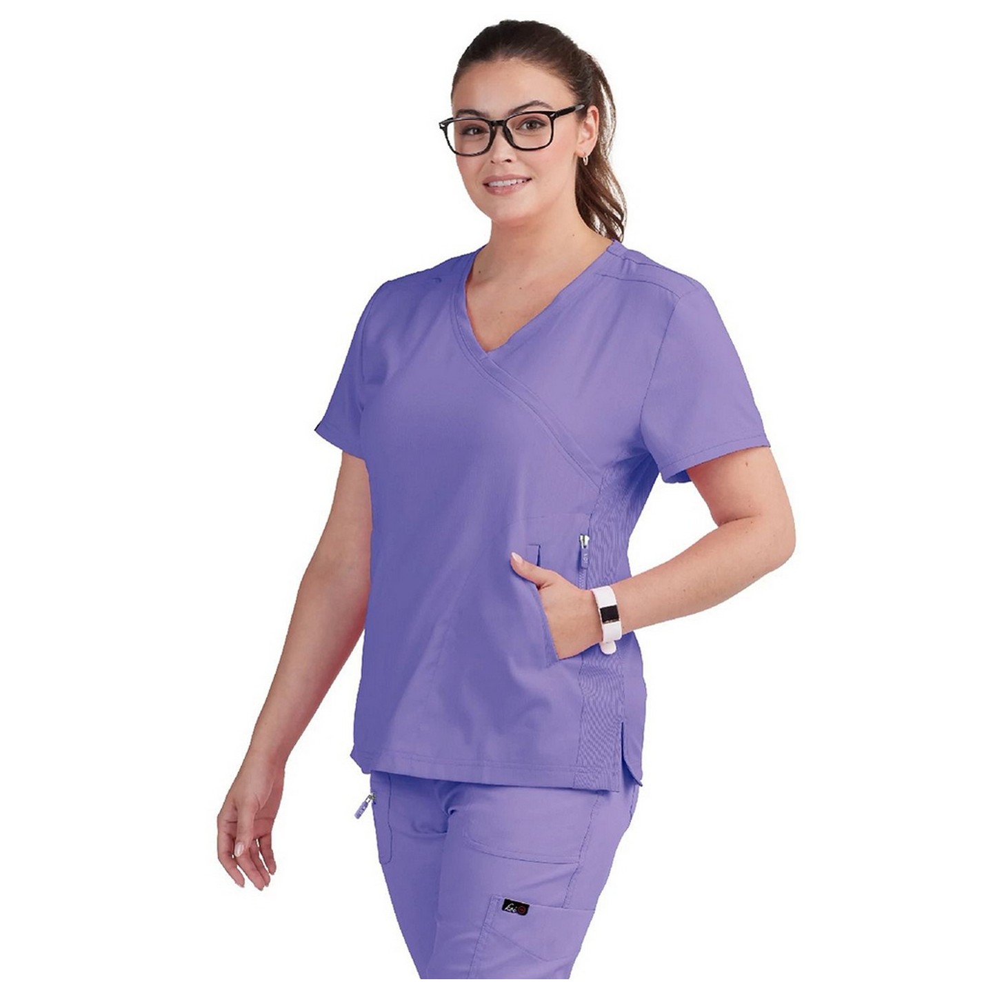 316 Koi Lite ™ Haut d’uniformes Philosophie Mock Wrap avec fermeture éclaire sur les  côtés
