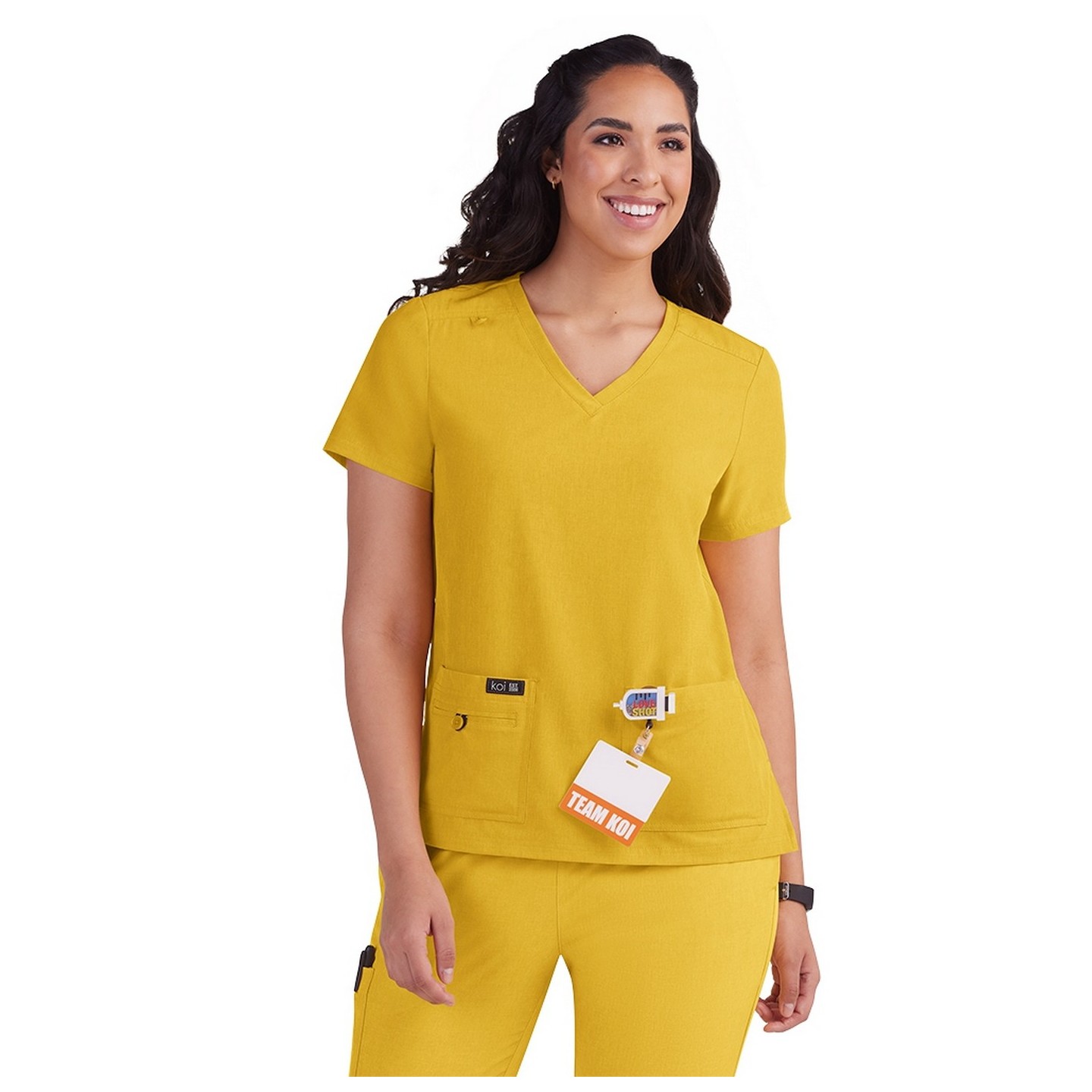 373 koi Basics Becca 4 Pocket V-Neck Top