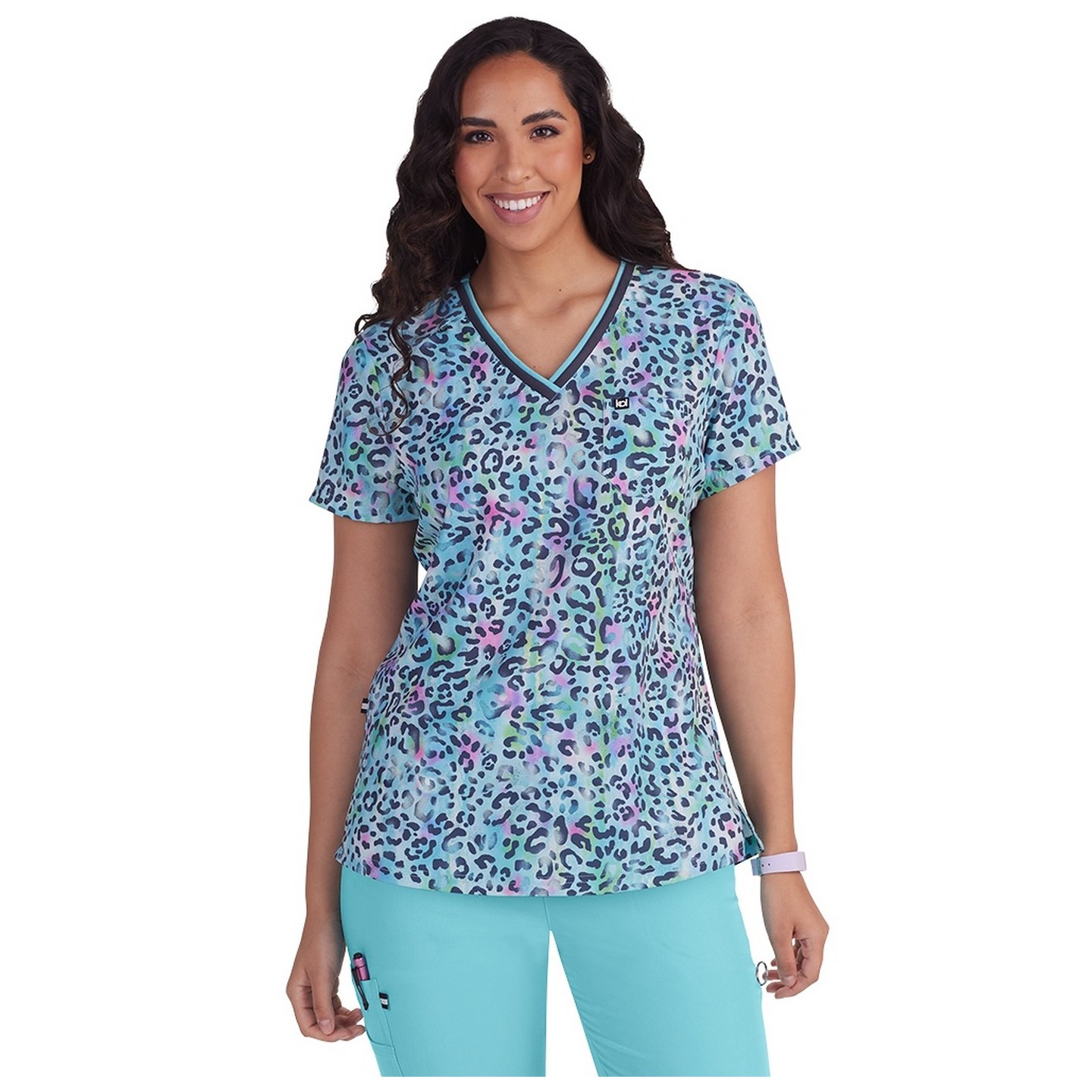 1108PR koi Next Gen Coming on Strong V-Neck Top - Rainbow Leopard