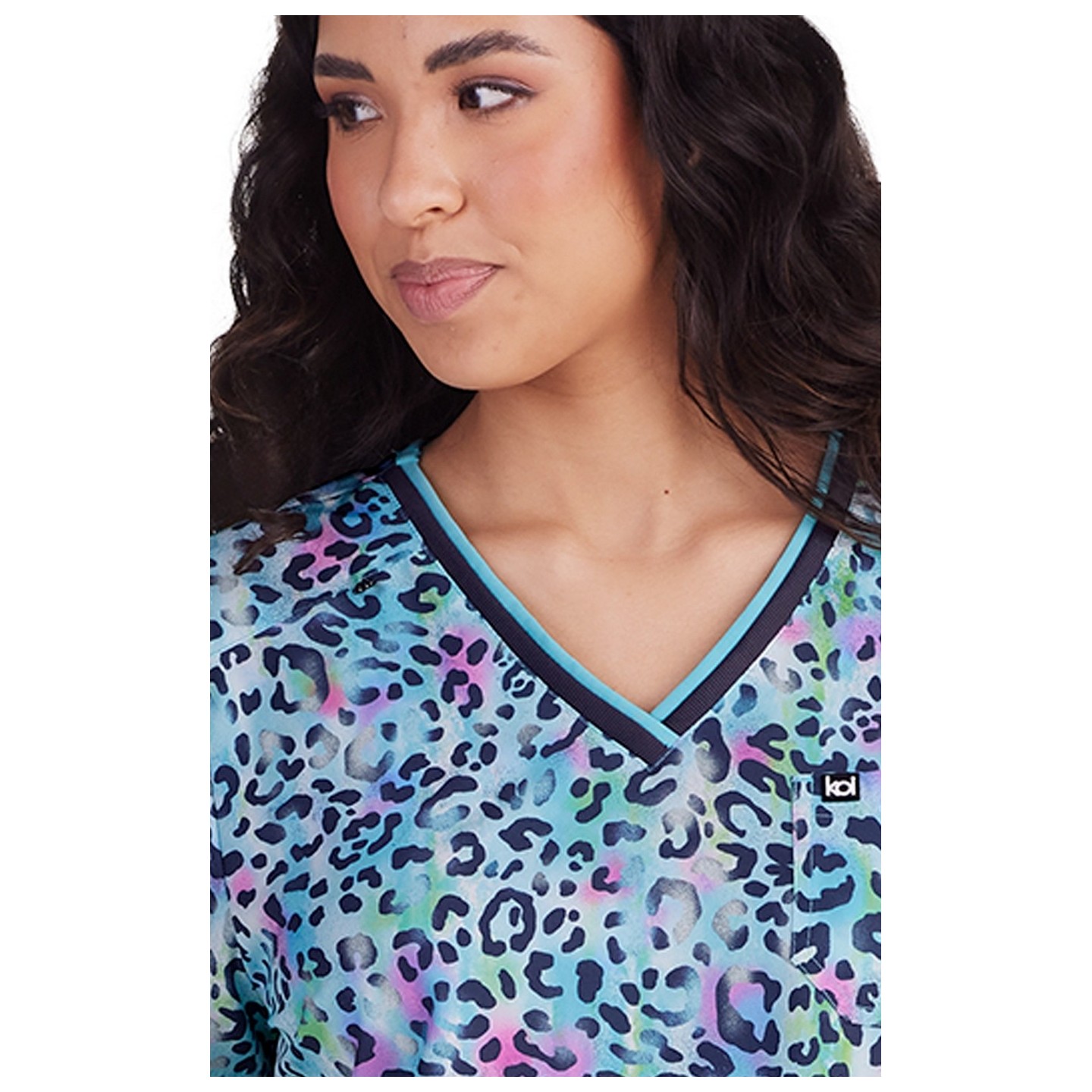 1108PR koi Next Gen Coming on Strong V-Neck Top - Rainbow Leopard
