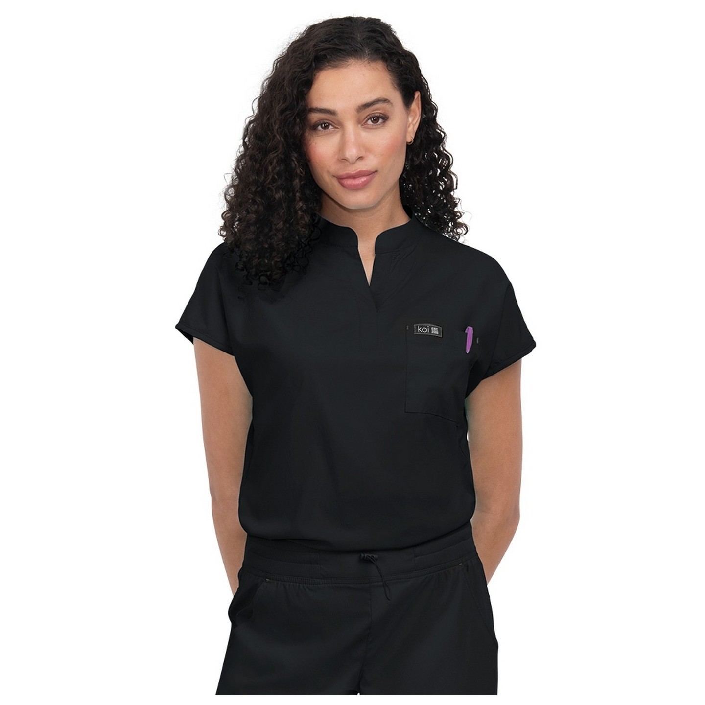 1093 koi Basics Ari Split Neck Top