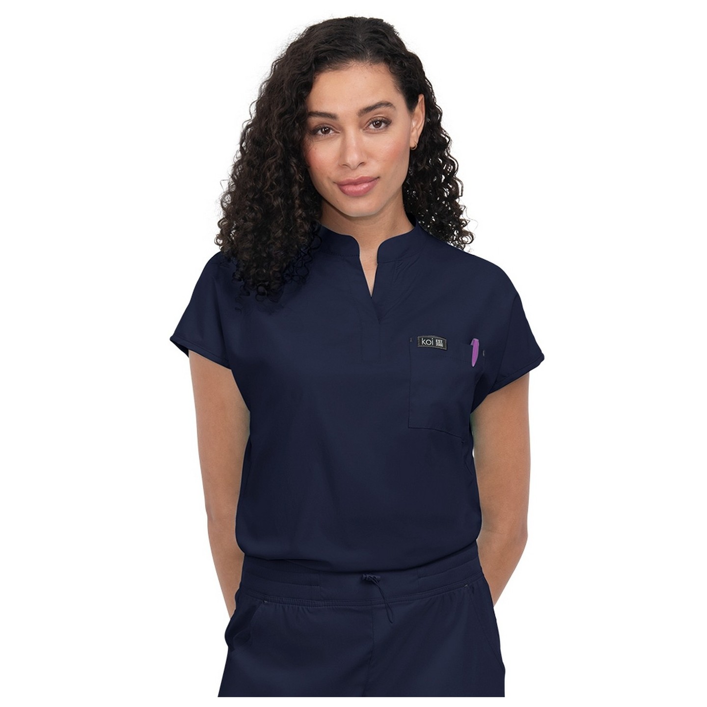 1093 koi Basics Ari Split Neck Top