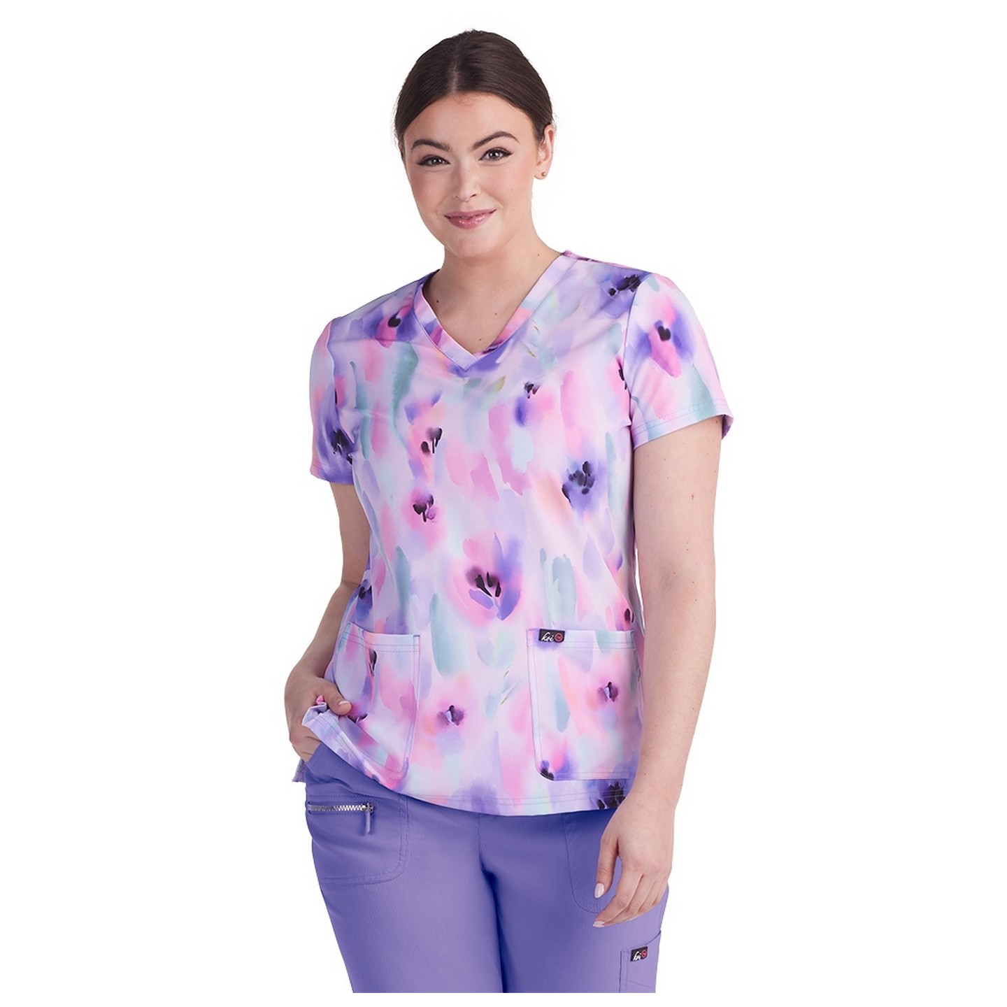 1082PR koi Lite Velora Stretch Print Top - Lite Flower Lavender