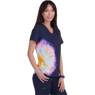 1114PLM koi Basics Haut Imprimer à Col en V - Tie Dye Splash