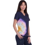 1114PLM koi Basics Haut Imprimer à Col en V - Tie Dye Splash