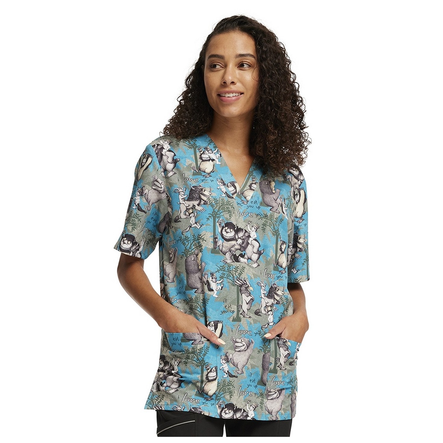 TF606 Tooniforms Unisex V-Neck Print Top by Cherokee Uniforms - Wild Rumpus
