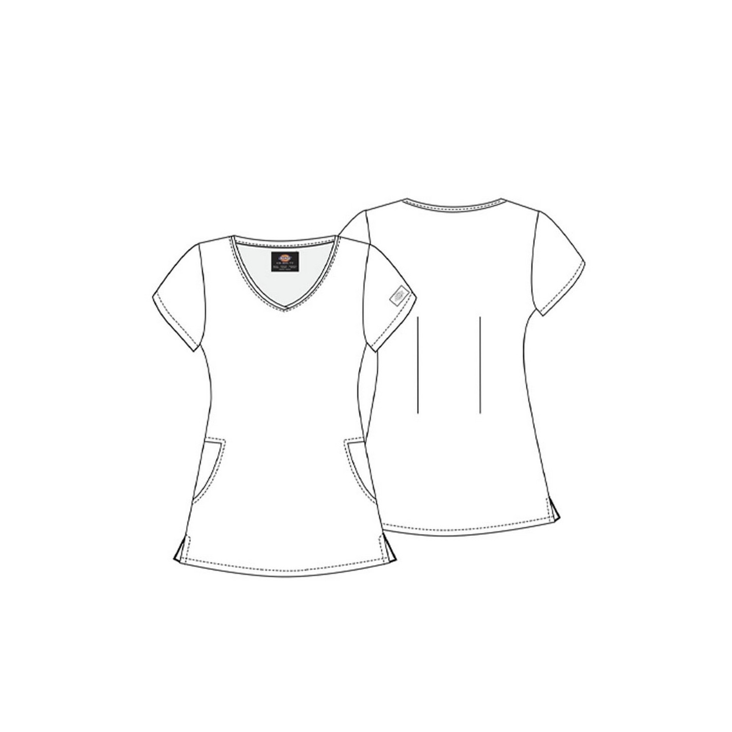 DK881 Contemporary Rounded V-Neck Print Top by Dickies - Mineral Swirl