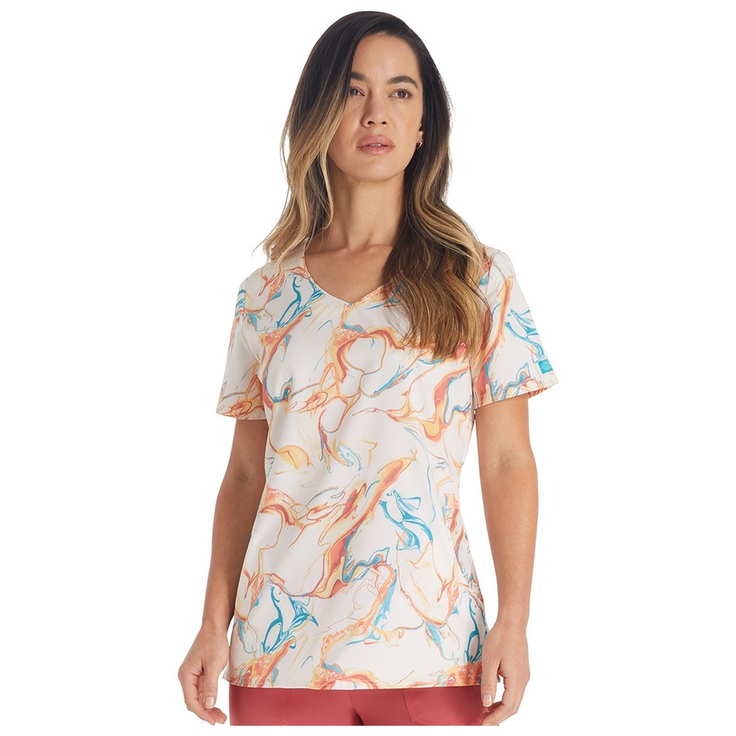 DK881 Haut Imrpimer à Coupe Contemporaine et Col en V par Dickies - Mineral Swirl