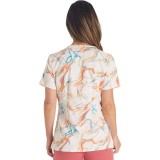 DK881 Contemporary Rounded V-Neck Print Top by Dickies - Mineral Swirl