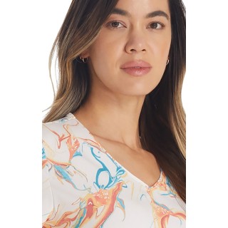 DK881 Contemporary Rounded V-Neck Print Top by Dickies - Mineral Swirl