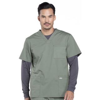 WW695 Workwear Professionals Haut à Col en V avec 4 Poches pour Hommes par Cherokee