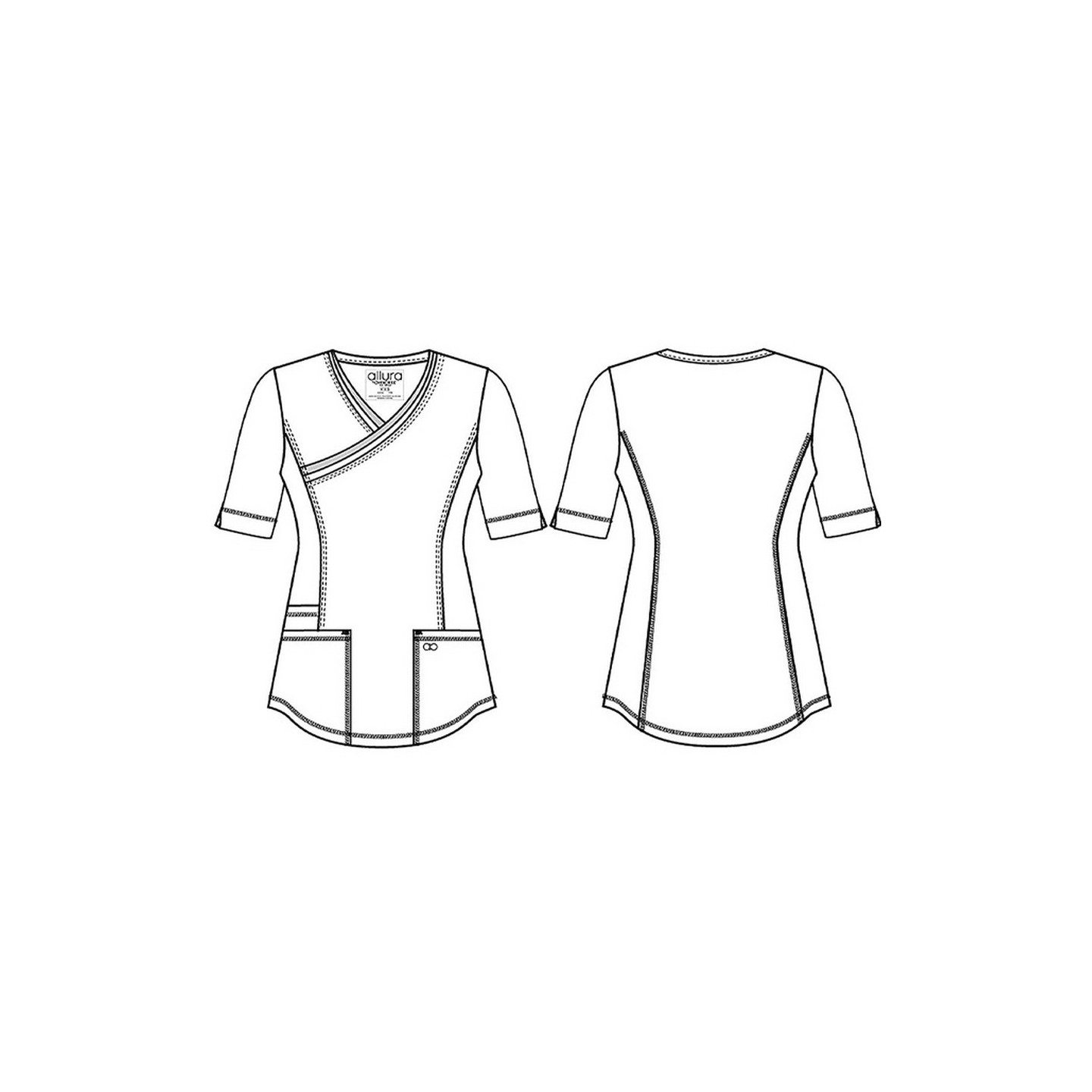 CKA688 Allura Mock-Wrap 3 Pocket Top by Cherokee