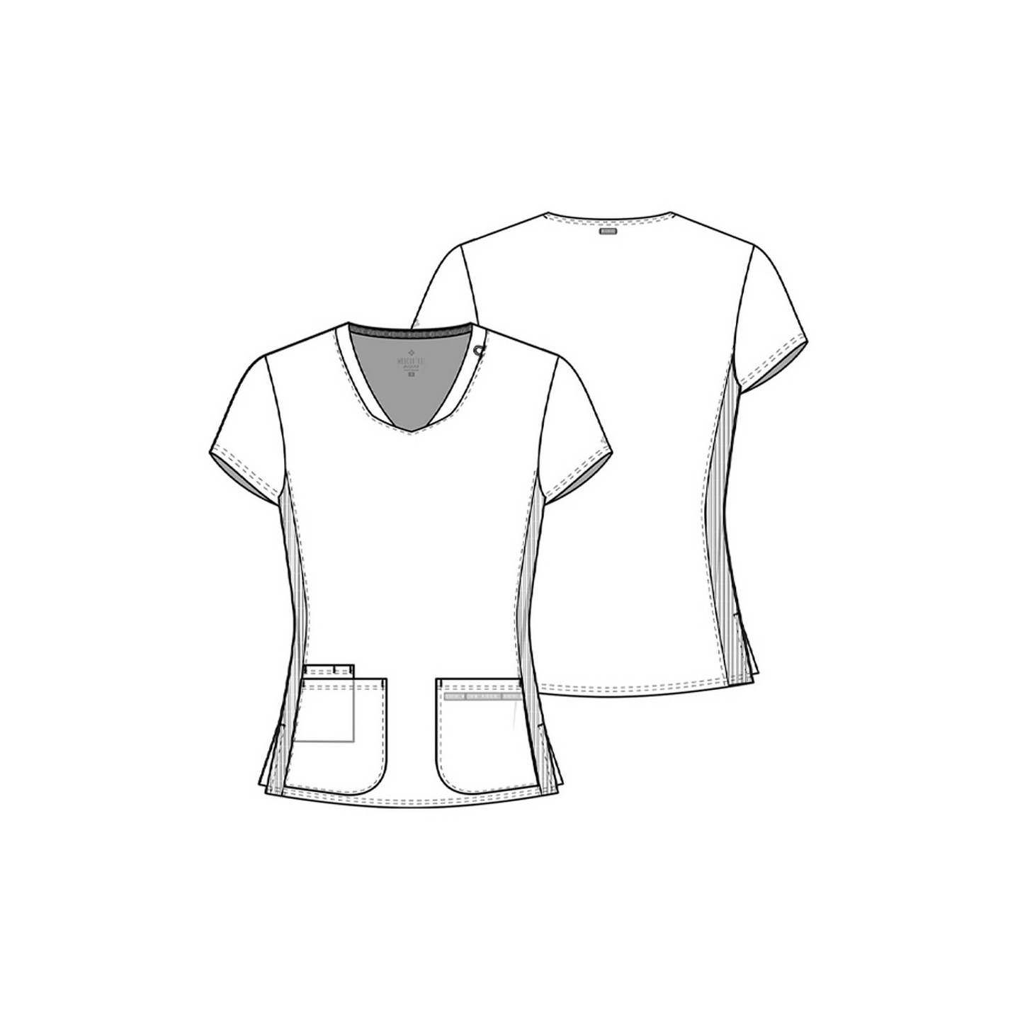 MC702 Amp 3 Pocket V-Neck Top with Flex Panels by Med Couture