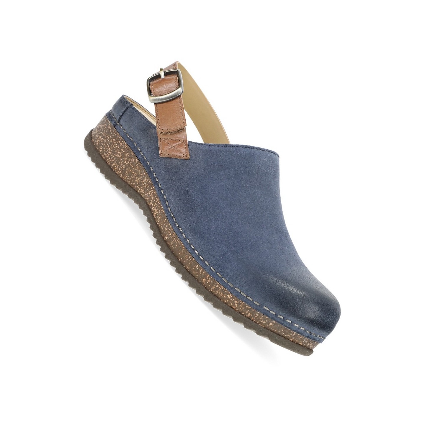 Merrin Blue Burnished Suede Mule Agrafée à Talon Sanglé  pour Femmes par Dansko 