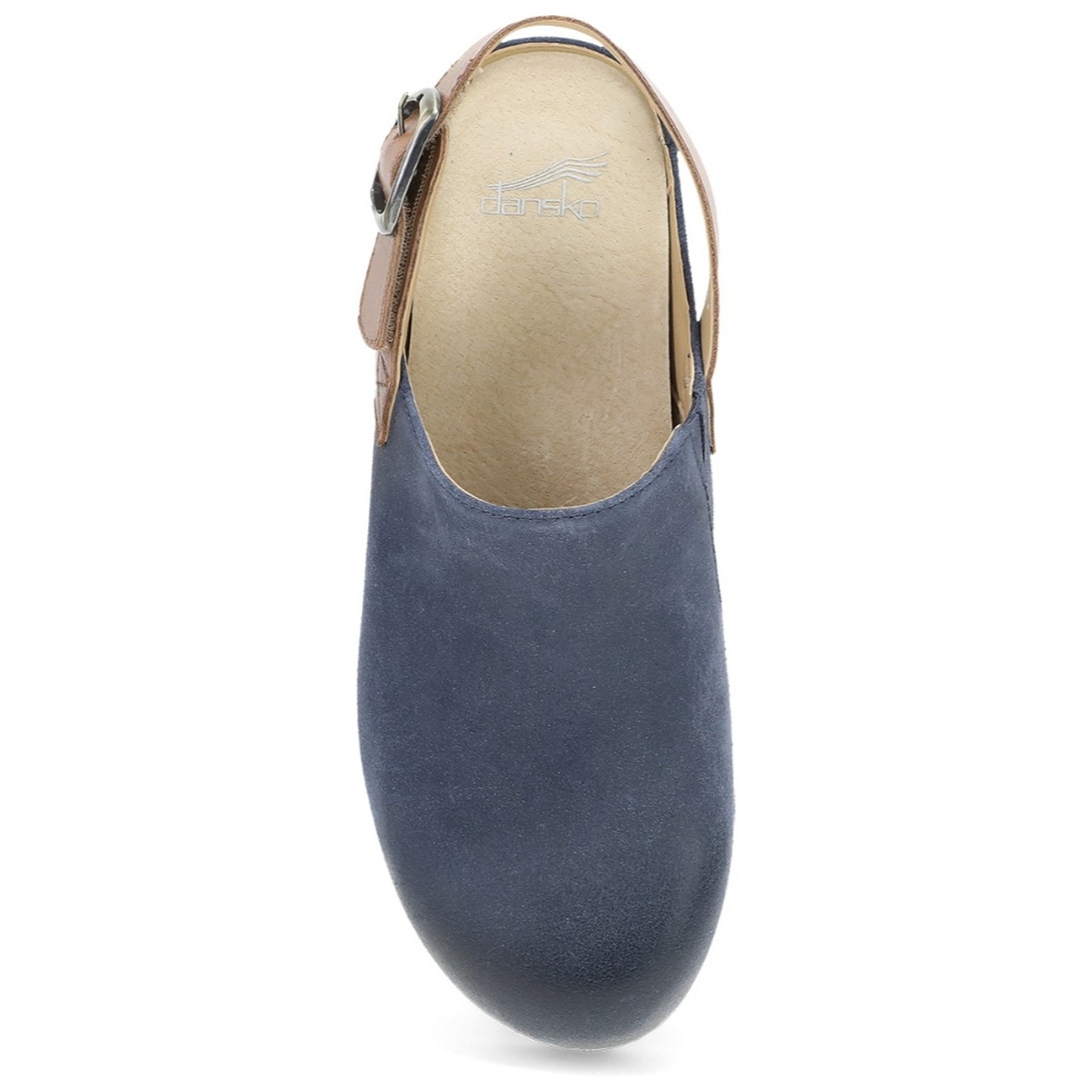 Merrin Blue Burnished Suede Mule Agrafée à Talon Sanglé  pour Femmes par Dansko 