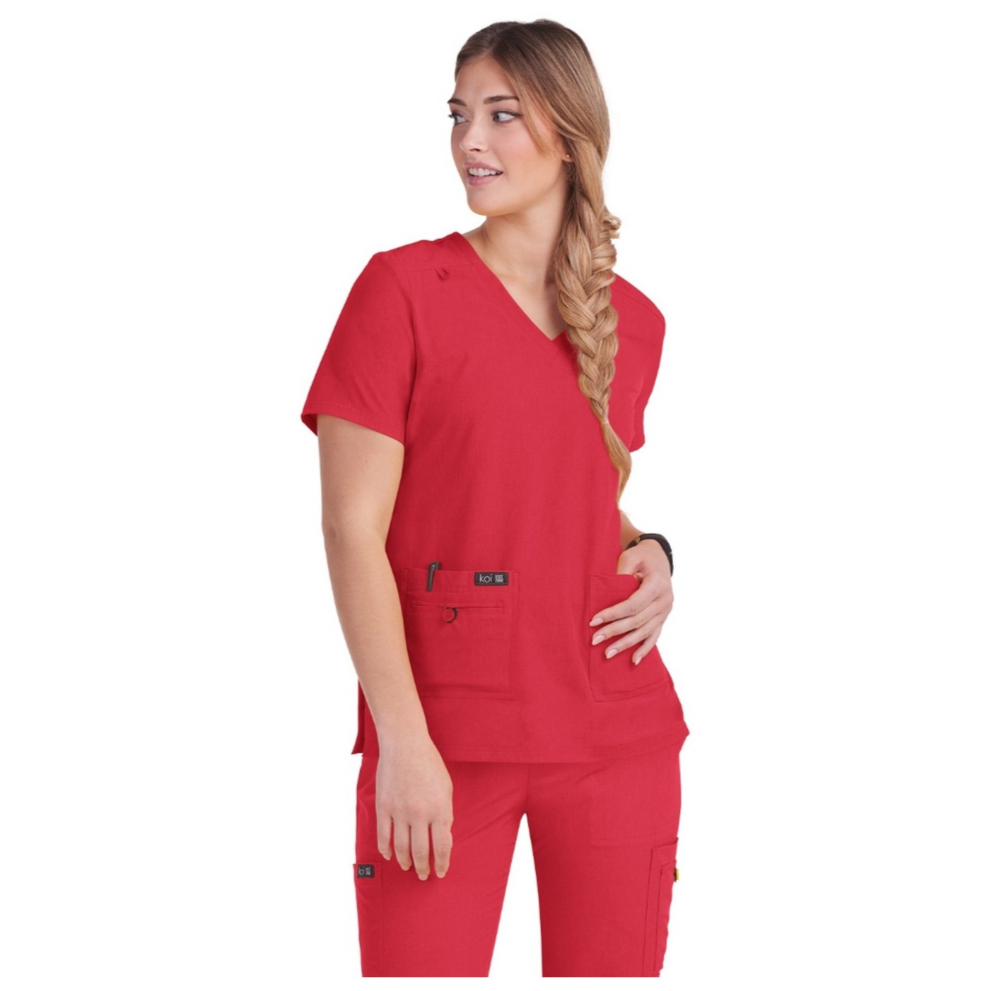 373 koi Basics Becca 4 Pocket V-Neck Top