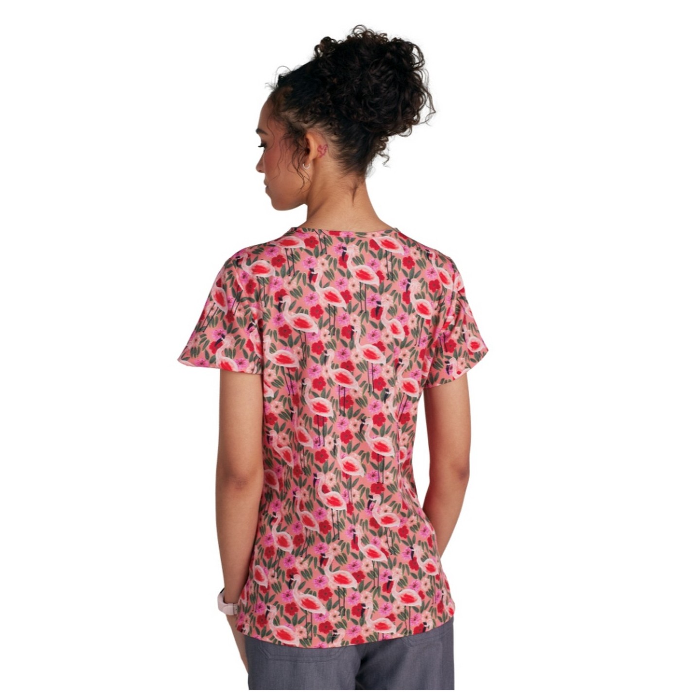 1122PRA koi Haut Rosalie Édition Limitée Imprimer - Flamingo and Flowers